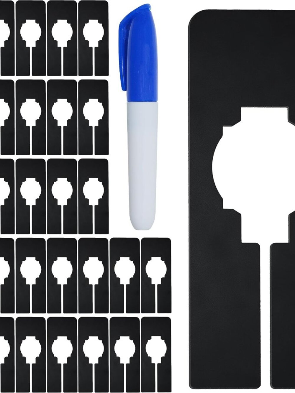 30 PCS Rectangular Closet Dividers with a Bonus Marker, Black Plastic Rectangle